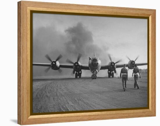 B-29 at Chinese Base, Revving Giant Propellers as it Prepares to Bomb Japan-Bernard Hoffman-Framed Premier Image Canvas