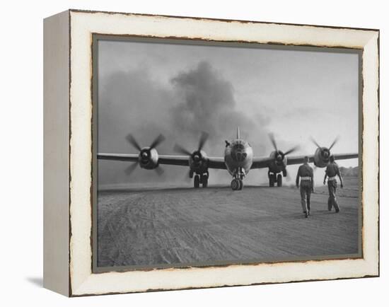 B-29 at Chinese Base, Revving Giant Propellers as it Prepares to Bomb Japan-Bernard Hoffman-Framed Premier Image Canvas