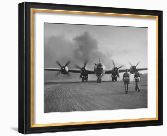 B-29 at Chinese Base, Revving Giant Propellers as it Prepares to Bomb Japan-Bernard Hoffman-Framed Photographic Print