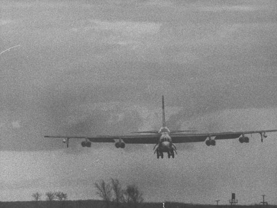 B-52 Bomber in Flight During Strategic Air Command 
