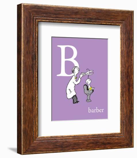 B is for Barber (purple)-Theodor (Dr. Seuss) Geisel-Framed Art Print