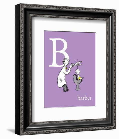 B is for Barber (purple)-Theodor (Dr. Seuss) Geisel-Framed Art Print