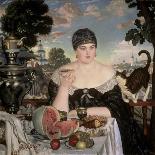 Merchant's Wife Having Tea-B. M. Kustodiev-Giclee Print