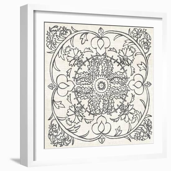 B&W Batik Rosette IV-Chariklia Zarris-Framed Art Print