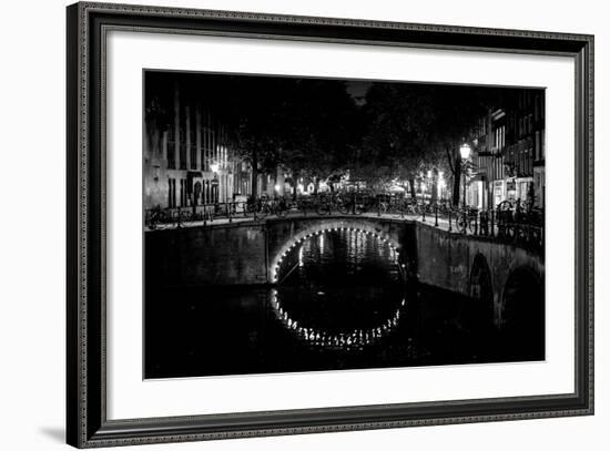 B&W Canal at Night II-Erin Berzel-Framed Photographic Print