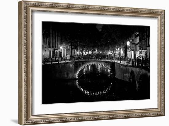 B&W Canal at Night II-Erin Berzel-Framed Photographic Print