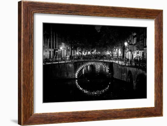 B&W Canal at Night II-Erin Berzel-Framed Photographic Print