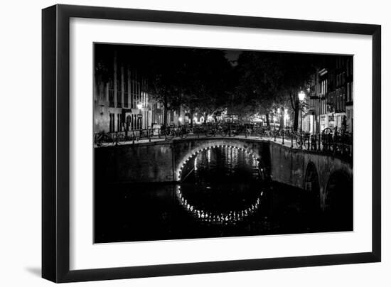 B&W Canal at Night II-Erin Berzel-Framed Photographic Print