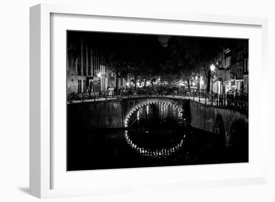 B&W Canal at Night II-Erin Berzel-Framed Photographic Print