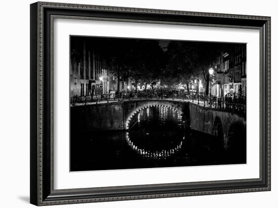 B&W Canal at Night II-Erin Berzel-Framed Photographic Print