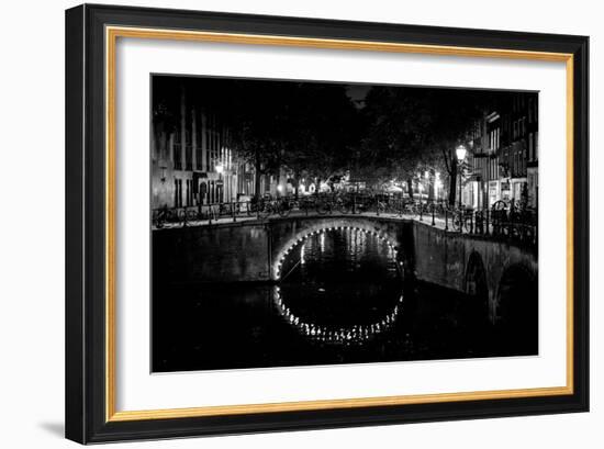 B&W Canal at Night II-Erin Berzel-Framed Photographic Print