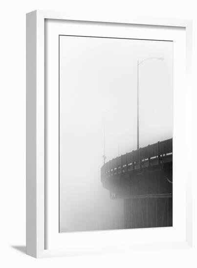 B&W Close Up Of The Golden Gate Bridge Road Curving Into The Fog-Joe Azure-Framed Photographic Print