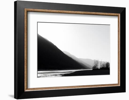 B&W glacial river-Savanah Plank-Framed Photo