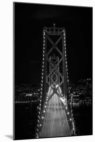 B&W Head-On Image Of San Francisco's Bay Bridge At Night-Joe Azure-Mounted Photographic Print