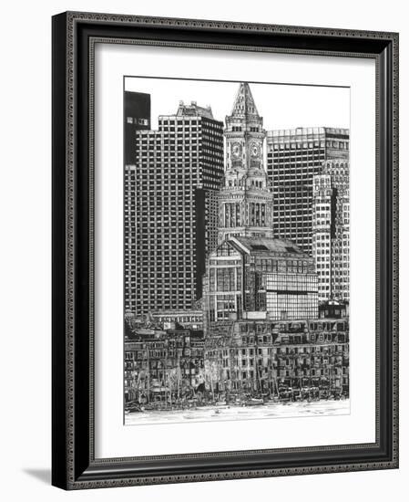 B&W Us Cityscape-Boston-Melissa Wang-Framed Art Print