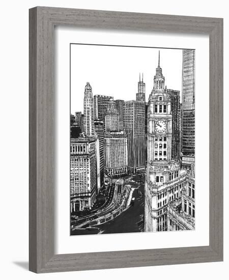 B&W Us Cityscape-Chicago-Melissa Wang-Framed Art Print