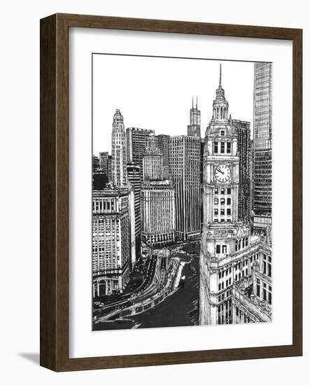 B&W Us Cityscape-Chicago-Melissa Wang-Framed Art Print