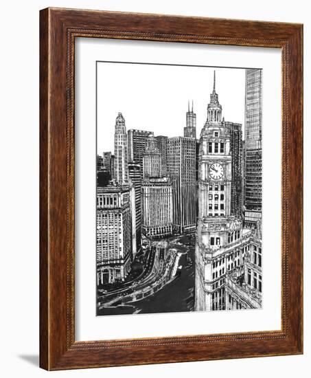 B&W Us Cityscape-Chicago-Melissa Wang-Framed Art Print