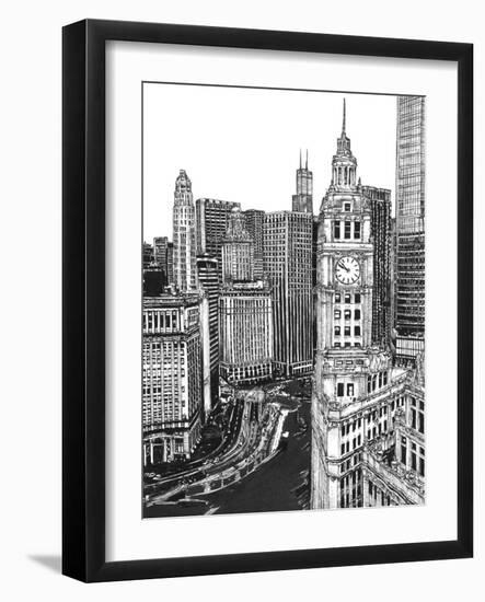 B&W Us Cityscape-Chicago-Melissa Wang-Framed Art Print