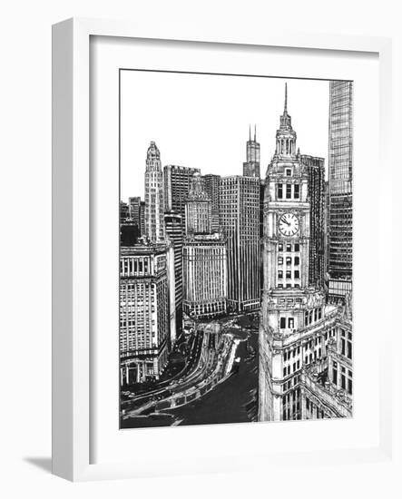 B&W Us Cityscape-Chicago-Melissa Wang-Framed Art Print