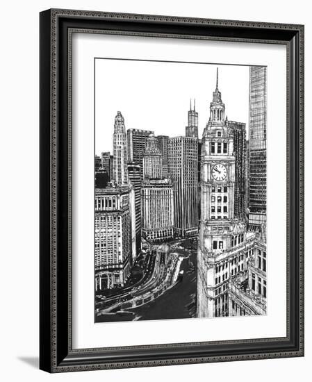 B&W Us Cityscape-Chicago-Melissa Wang-Framed Art Print