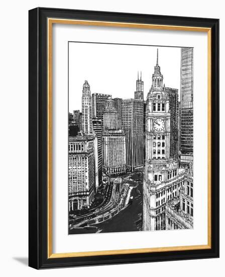 B&W Us Cityscape-Chicago-Melissa Wang-Framed Art Print