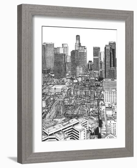 B&W Us Cityscape-Los Angeles-Melissa Wang-Framed Art Print