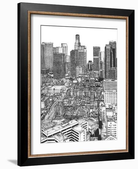 B&W Us Cityscape-Los Angeles-Melissa Wang-Framed Art Print