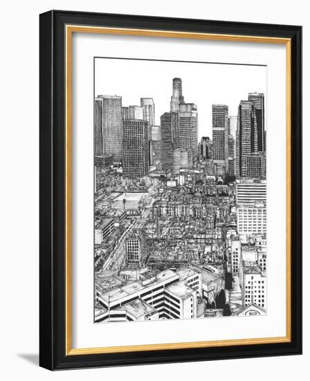 B&W Us Cityscape-Los Angeles-Melissa Wang-Framed Art Print