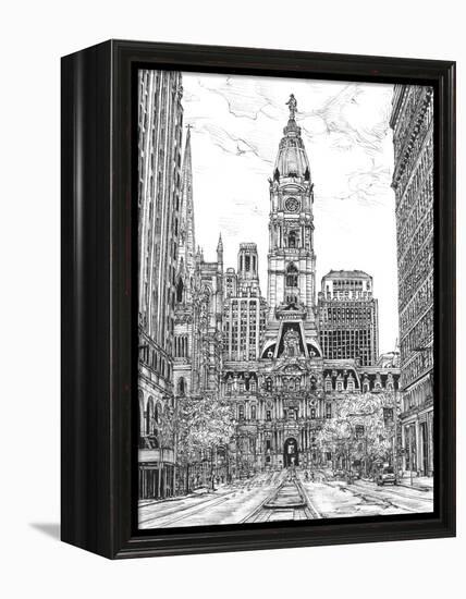 B&W Us Cityscape-Philadelphia-Melissa Wang-Framed Stretched Canvas