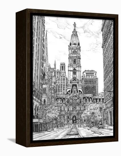 B&W Us Cityscape-Philadelphia-Melissa Wang-Framed Stretched Canvas