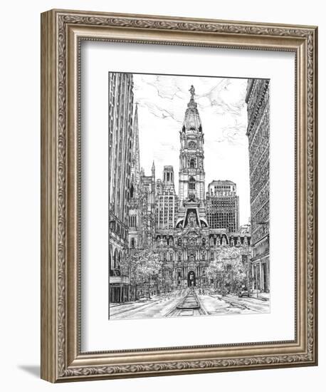 B&W Us Cityscape-Philadelphia-Melissa Wang-Framed Premium Giclee Print