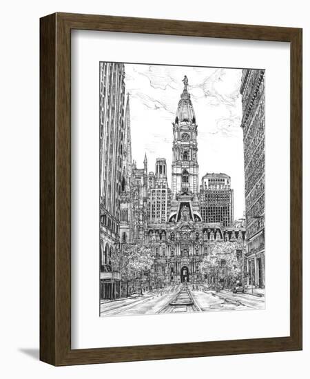 B&W Us Cityscape-Philadelphia-Melissa Wang-Framed Premium Giclee Print