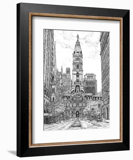 B&W Us Cityscape-Philadelphia-Melissa Wang-Framed Premium Giclee Print