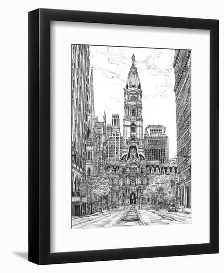 B&W Us Cityscape-Philadelphia-Melissa Wang-Framed Premium Giclee Print