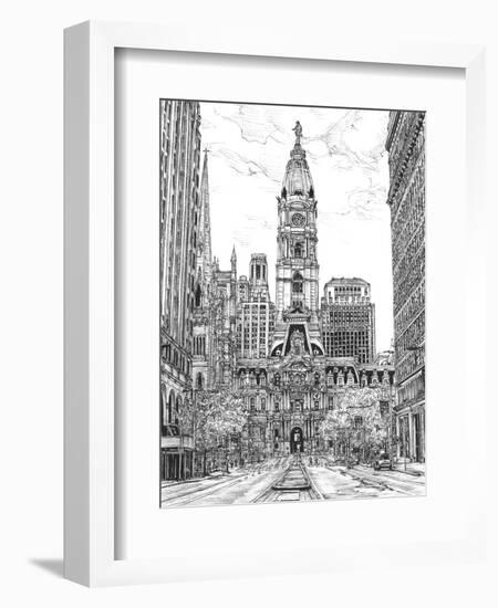 B&W Us Cityscape-Philadelphia-Melissa Wang-Framed Premium Giclee Print