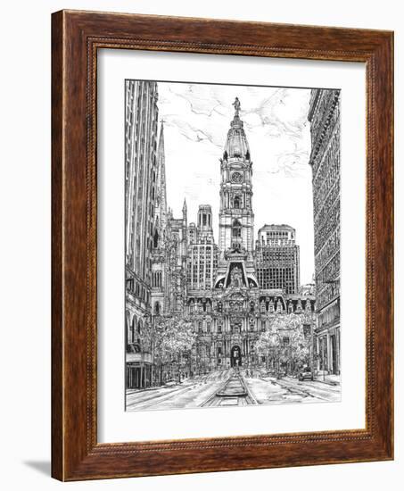 B&W Us Cityscape-Philadelphia-Melissa Wang-Framed Art Print