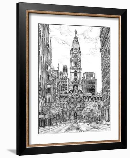 B&W Us Cityscape-Philadelphia-Melissa Wang-Framed Art Print