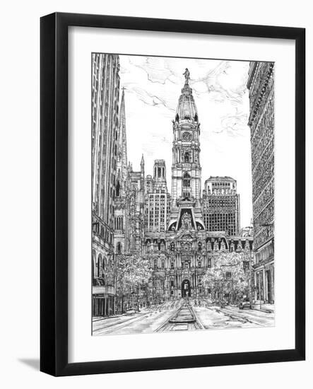 B&W Us Cityscape-Philadelphia-Melissa Wang-Framed Art Print