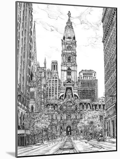 B&W Us Cityscape-Philadelphia-Melissa Wang-Mounted Art Print