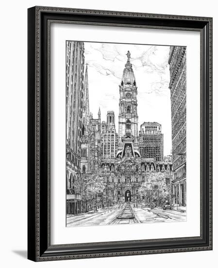 B&W Us Cityscape-Philadelphia-Melissa Wang-Framed Art Print