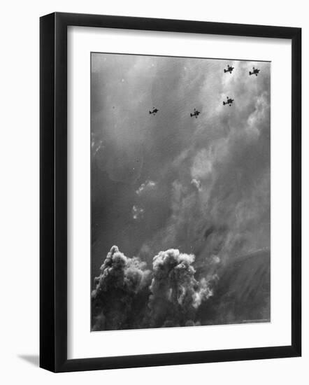 B26 Marauders with Special D Day Markings over Beaches of Cherbourg-Frank Scherschel-Framed Photographic Print