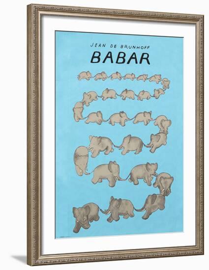 Babar The Blue Carousel-Jean de Brunhoff-Framed Art Print