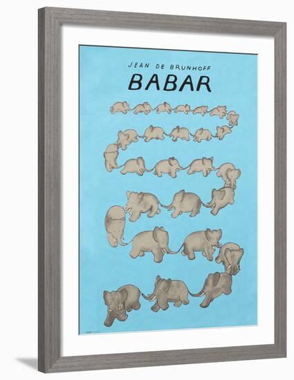 Babar The Blue Carousel-Jean de Brunhoff-Framed Art Print