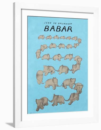 Babar The Blue Carousel-Jean de Brunhoff-Framed Art Print