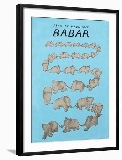Babar The Blue Carousel-Jean de Brunhoff-Framed Art Print