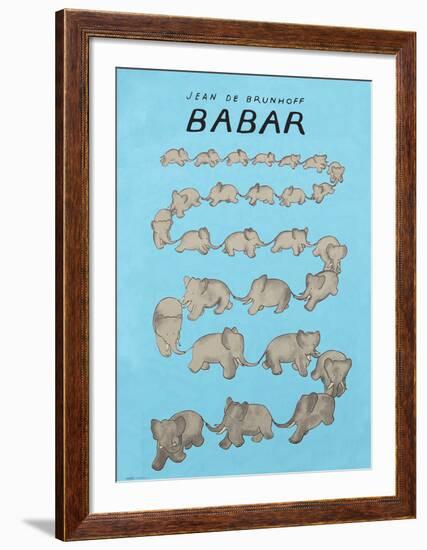 Babar The Blue Carousel-Jean de Brunhoff-Framed Art Print