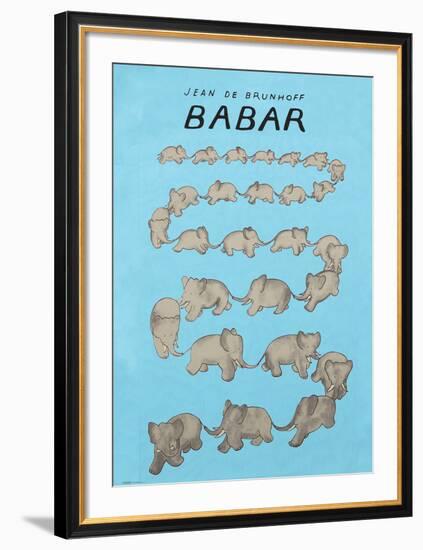 Babar The Blue Carousel-Jean de Brunhoff-Framed Art Print