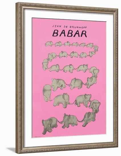 Babar The Pink Carousel-Jean de Brunhoff-Framed Art Print