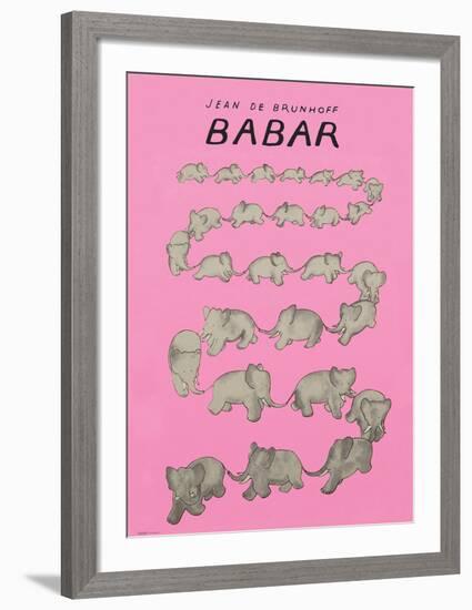 Babar The Pink Carousel-Jean de Brunhoff-Framed Art Print